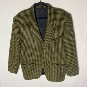 Vintage Two Roads Yellow Black Houndstooth Blazer Academia Retro